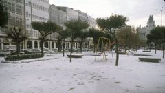 Fuerte nevada en la Marina en enero de 1987.