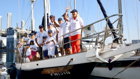 La exalcaldesa de Vigo asistiendo en el ao 2019 a una salida del velero Travesa Camio de Santiago