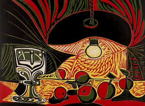 �Naturaleza muerta bajo la l�mpara�, uno de los dos lin�leos de Picasso adquiridos por el Museo Brit�nico.