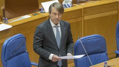 El conselleiro de Facenda, Miguel Corgos, el mi�rcoles en el Parlamento gallego