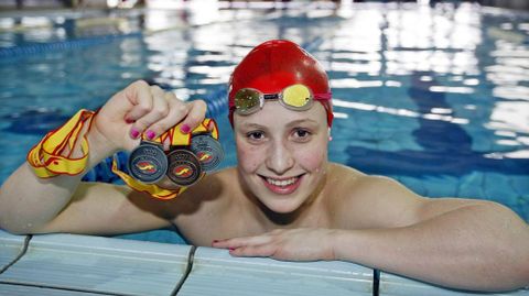 Beatriz Gómez en la piscina de Ponte Muíños