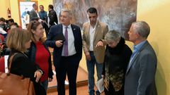 El rector de la Universidad de Oviedo, Santiago Garc�a Granda, en la Escuela Pol�t�cnica de Gij�n, con el director del centro, Juan Carlos Campo, y la alcaldesa, Ana Gonz�lez 