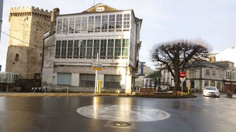 Vista da torre dos Andrade, emblema de Vilalba, dende a r&uacute;a Galicia