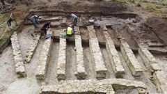 Excavaciones arque�logicas en el �horreum� o dep�sito de cereales descubierto en la parroquia de Proendos, en Sober, el �nico vestigio de una granja romana que se puede visitar en la provincia