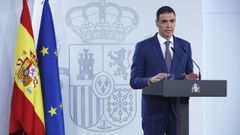 El presidente del Gobierno, Pedro Snchez, en su comparecencia durante las horas del apagn.
