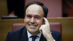 Juanfran Prez Llorca, durante el pleno celebrado este jueves para investirlo como nuevo presidente de la Generalitat en sustitucin de Carlos Mazn.