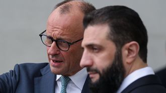 Merz, con el presidente sirio, Abmed al-Sharaa el pasado mes de marzo