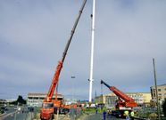 Colocaci�n del pilar central del nuevo paso elevado