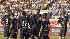 Los jugadores del Deportivo, celebrando un gol anotado en San L�zaro.