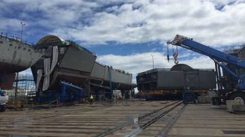 Imagen de archivo de la construcción de destructores de la clase Hobart en Adelaide