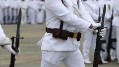 Desfile en la escuela Antonio de Esca�o, donde ocurrieron los hechos. 