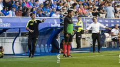 Pacheta y Anquela dan instrucciones en el Oviedo-Elche