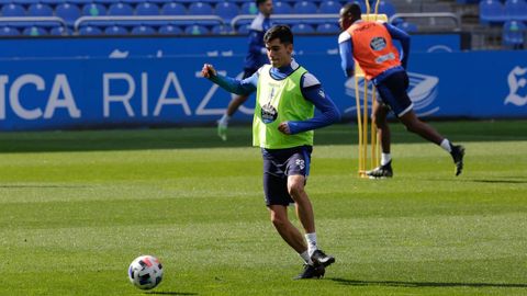 Diego Villares, durante un entrenamiento con el Dpor