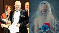 Edu Pereira con su premio y, al lado, la fotograf�a ganadora. 