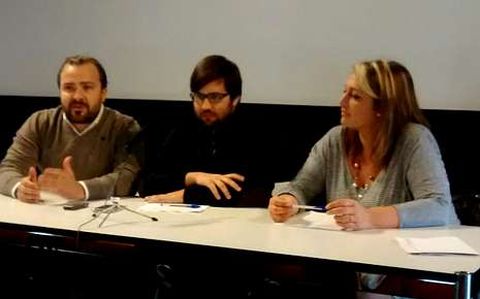 Rafael Cu��a, Pablo Tortajada y Pilar Dopazo, ayer en Pontevedra. 