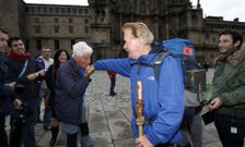 Martin Sheen y Emilio Est�vez estuvieron en Santiago grabando �The way� en el 2009. 