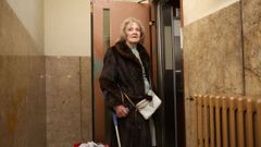 Lucila Vzquez, ayer, entrando en el ascensor de la que es su casa desde 1963