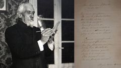 Pondal, con 75 a�os, retratado por Avrill�n, y el poema dedicado a su hermana