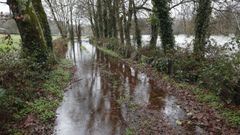 Camino inundado en las inmediaciones del r�o Labrada, en Lugo.