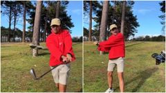 Capturas del video en el que �lvaro Rodi�o explica c�mo golpear�a con un palo golf