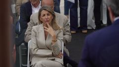 Yolanda D�az durante un acto de impulso a la formaci�n y recualificaci�n profesional, la semana pasada en A Coru�a.