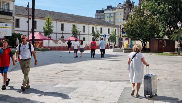 Imagen de uno de los campamentos del Arde Lucus, en la Plaza do Ferrol, Lugo.