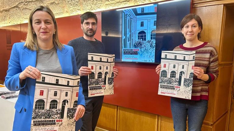 M&iacute;riam Louzao, Irene Pin y &Oacute;scar Senra presentaron la iniciativa en Raxoi