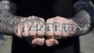 Un hombre tatuado, en la Convenci�n de Tatuaje de Londres, Reino Unido
