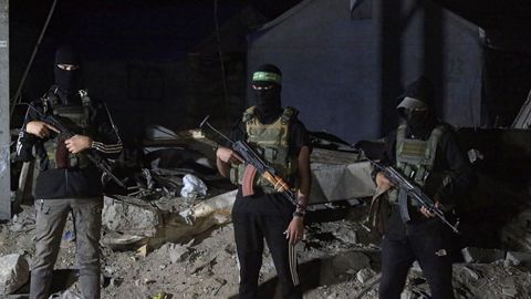 Miembros de la Brigadas de Al Qassam, el brazo armado de Hams.