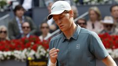 Jannik Sinner celebra un punto durante la final del Mutua Madrid Open ante Zverev.