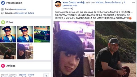 Captura del Facebook del hermano de la v�ctima Iv�n Castro