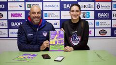 Lino L�pez y Marta G�mez en la presentaci�n del partido.