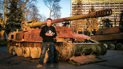 Emilio Chamizo, en uno de sus viajes a Ucrania