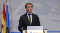 N��ez Feijoo comparenciendo tras el Consello de la Xunta celebrado en Lugo