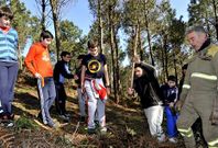 Alumnos del Nosa Se�ora do Carme, de Fisterra, reforestaron el Monte do Cabo en el 2013.