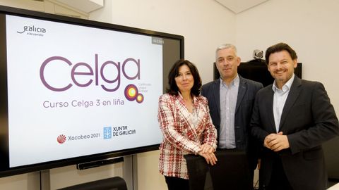 Presentación de un curso Celga en línea por representantes de la Xunta