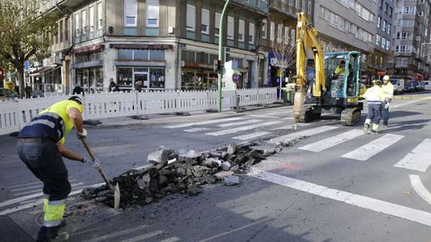 Imagen de archivo de obras de saneamiento en la avenida de Gran Canaria