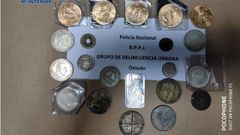 Algunas de las monedas recuperadas por la Polic�a Nacional