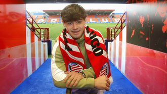 Yago Rodr�guez, ayer en el t�nel de vestuarios del �ngel Carro.