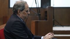 Quim Torra en el Tribunal Superior de Justicia de Catalu�a, en la vista por desobediencia por mantener las pancartas con proclamas secesionistas durante la campa�a electoral del 28A