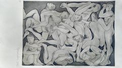 Uno de los grabados de la serie �Contenedores humanos�, de Esperanza D'Ors