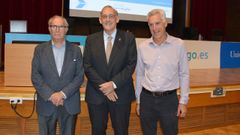 Luis Espada, Manuel Reigosa y Domingo Docampo en el acto de homenaje a Docampo por su jubilación