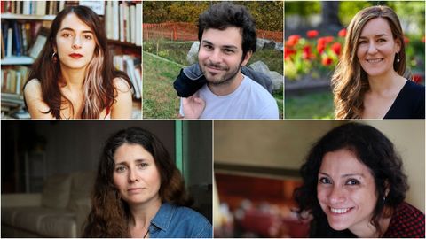 De izquierda a derecha, Aura Garc&iacute;a-Junco, Rodrigo Fuentes, Margarita Leoz, Sof&iacute;a Balbuena y Claudia Ulloa, que aspiran a imponerse en el noveno concurso Ribera del Duero.