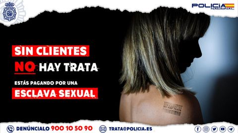 Cartel de la Polic�a Nacional solicitando la colaboraci�n ciudadana contra la trata de blancas y la explotaci�n sexual
