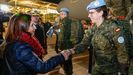 La ministra de Defensa, Margarita Robles, recibe en Zaragoza al contingente militar espaol que regresa del Lbano