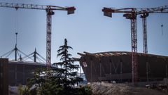 Obras de construcci�n en Saint-Denis del centro acu�tico para los Juegos Ol�mpicos de Par�s 2024.