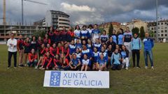 El plantel femenino de la formaci&oacute;n ourensana subi&oacute; al podio junto a la local Sociedad Gimn&aacute;stica