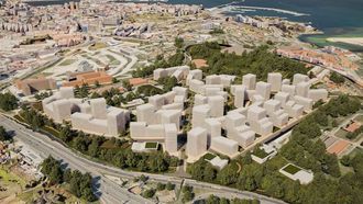 Recreaci�n del nuevo barrio que se quiere desarrollar en A Coru�a, en Monte Mero