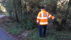 Los voluntarios rastrean la carretera de acceso al pueblo y las cunetas