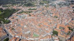 Vista area del casco vello de Santiago